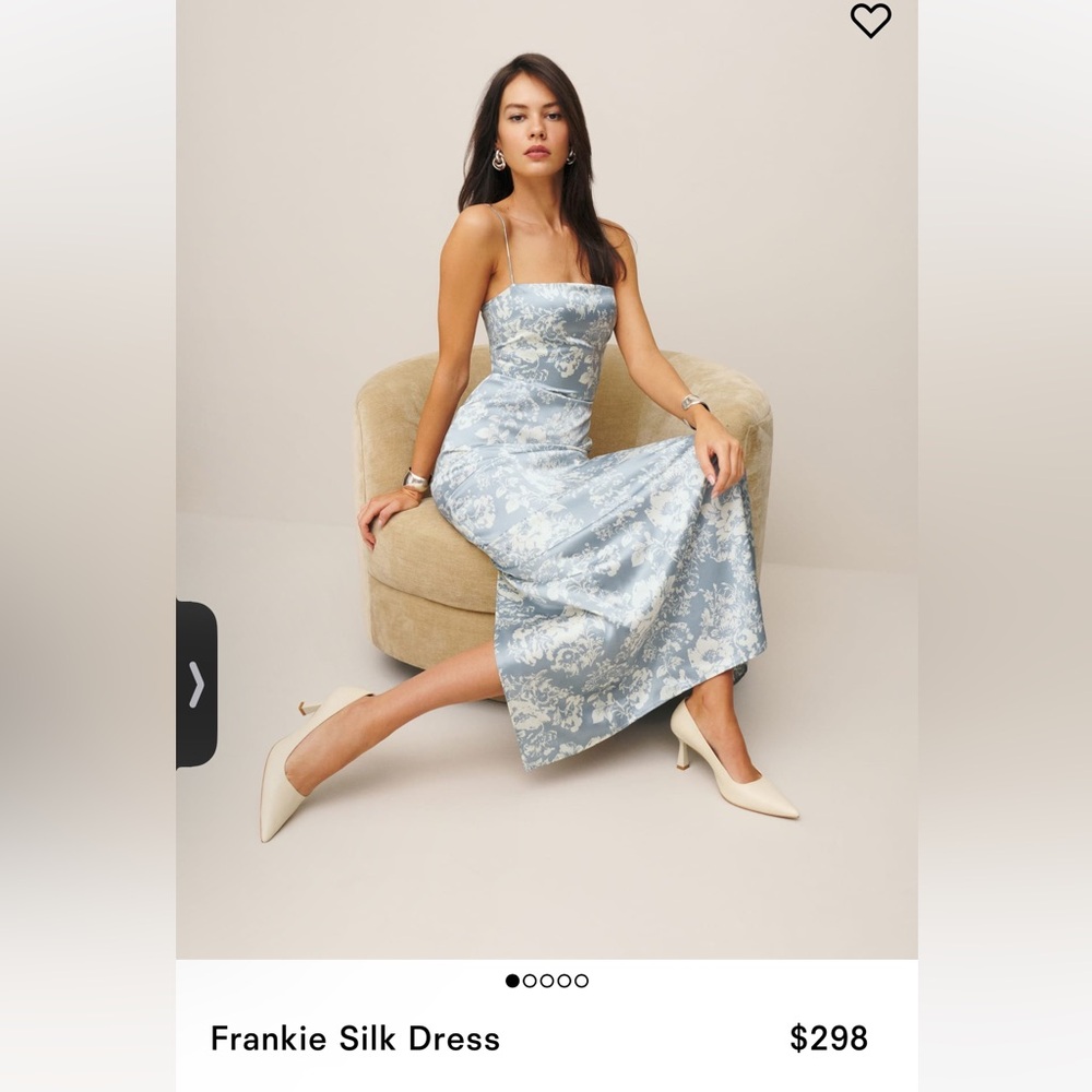 Reformation Frankie silk dress in porcleain
